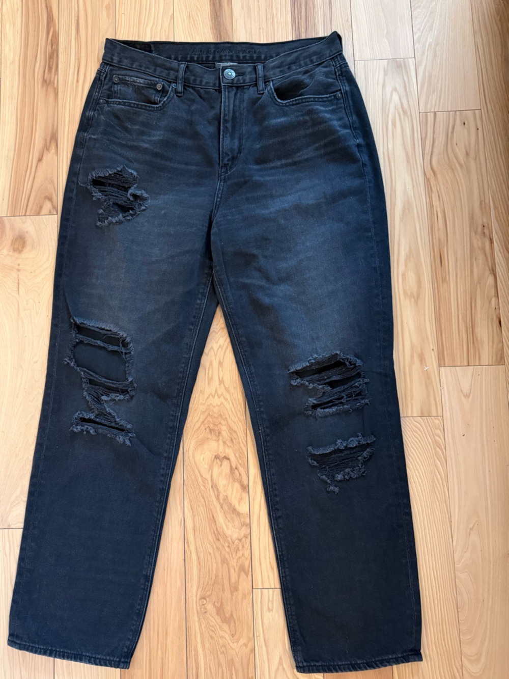 American Eagle 90s Boyfriend Jeans Dark Wash Black Denim Jeans Size 10